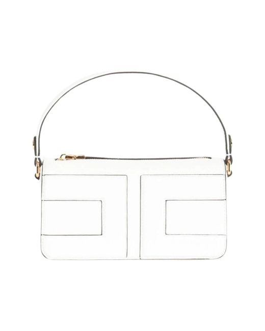 Elisabetta Franchi White Schultertasche Mit Maxi-Logo