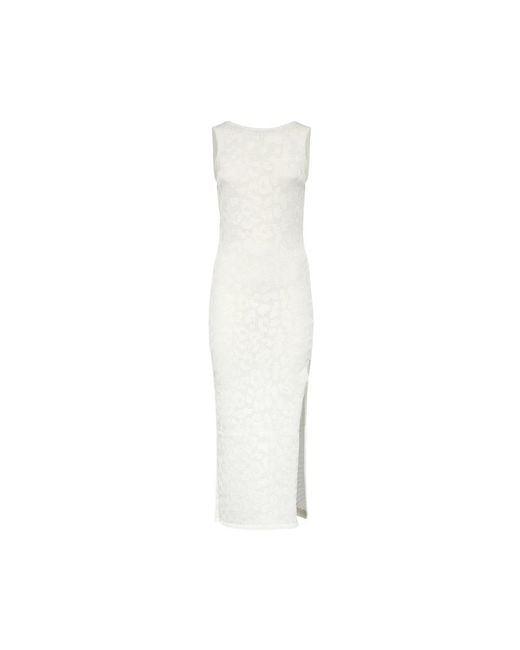 Akep Kleedjes ,Wit ,Abito Lungo Leopard in het White