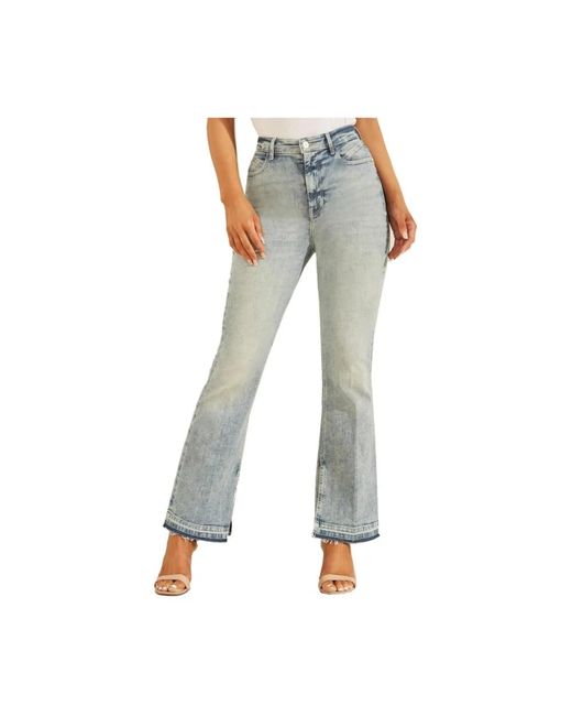 Guess Blue Hoch taillierte flared denim jeans