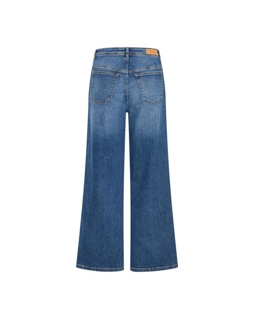 Ichi Jeans ,Blauw ,Cropped High Waist Jeans Medium in het Blue