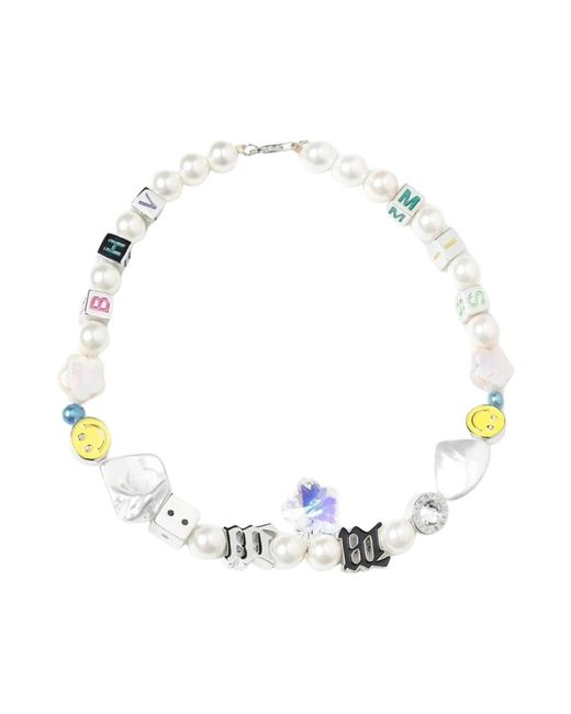 M I S B H V Metallic Charm Perlen Halskette Trendiger Stil