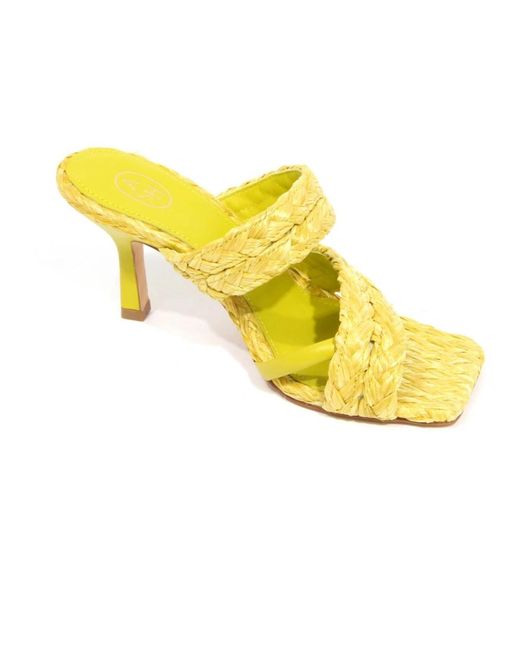 Ash Yellow Heeled Mules