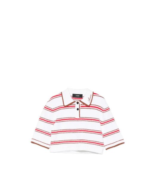 Amiri White Striped Logo-Embroidered Polo Top