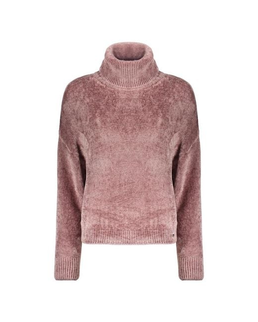 Herno Pink Sweater With A High Elegant Collar