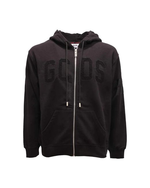 Gcds Hoodies & Sweatvesten ,Zwart ,Italiaanse Full-Zip Sweatshirt Fw 23M100198 in het Black voor heren