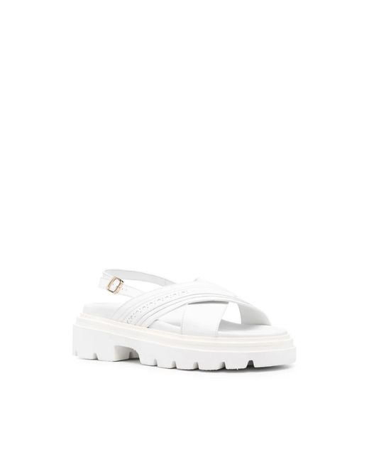 Santoni White Flat Sandals