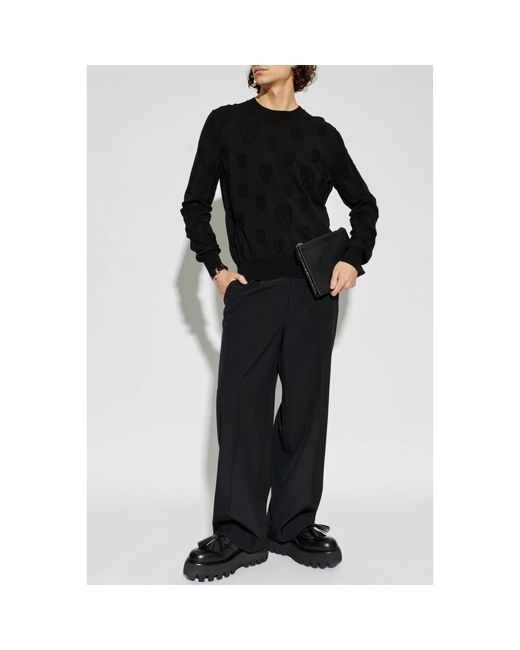 McQueen Black Round-Neck Knitwear for men