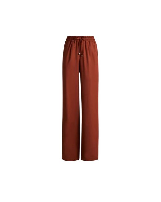 Kiton Broeken ,Bruin ,Wol Wijde Wollen Broek in het Red