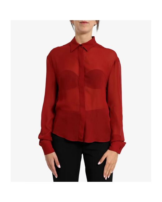 Philosophy Di Lorenzo Serafini Rode Organza Overhemd Klassieke Stijl in het Red