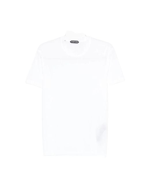 Tom Ford Tops ,Wit ,Katoen Lyocell-Katoen Jersey T-Shirt in het White voor heren