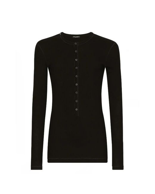 Dolce & Gabbana Black Long Sleeve Tops for men