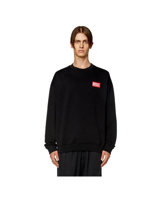 DIESEL Oversized sweatshirt mit logo patch in Black für Herren