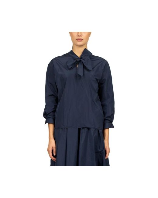 Camisa Burdeos De Tafetán Niu de color Blue