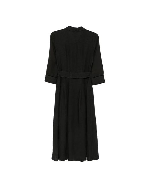 120% Lino Black Shirt Dresses