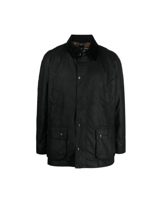Barbour Jassen ,Zwart ,Katoen Zwarte Was Katoenen Jas Corduroy Kraag in het Black voor heren