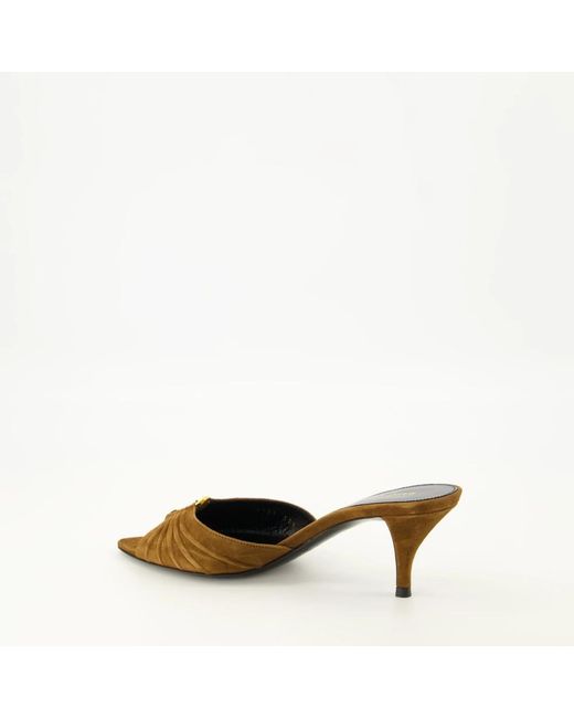 Saint Laurent Brown Heeled Mules