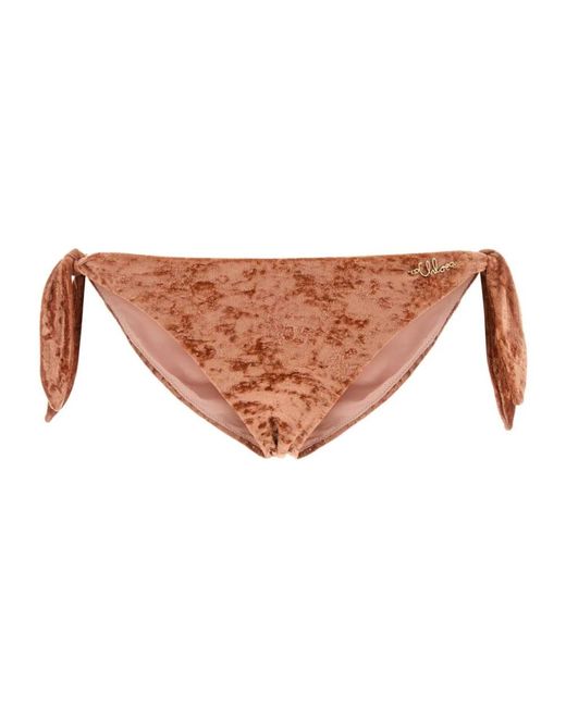 Chloé Badmode ,Oranje ,Peach Stretch Velvet Bikini Slip in het Brown