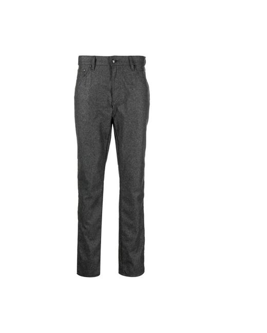 Hackett Broeken ,Grijs ,Wol Flannel Logo-Patch Straight-Leg Broeken in het Gray voor heren
