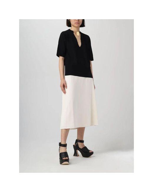 Jil Sander Black Schwarzer Merinowoll V-Ausschnitt Pullover