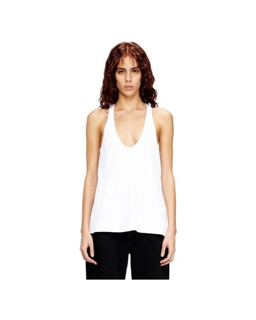 DIESEL White Sleeveless Tops