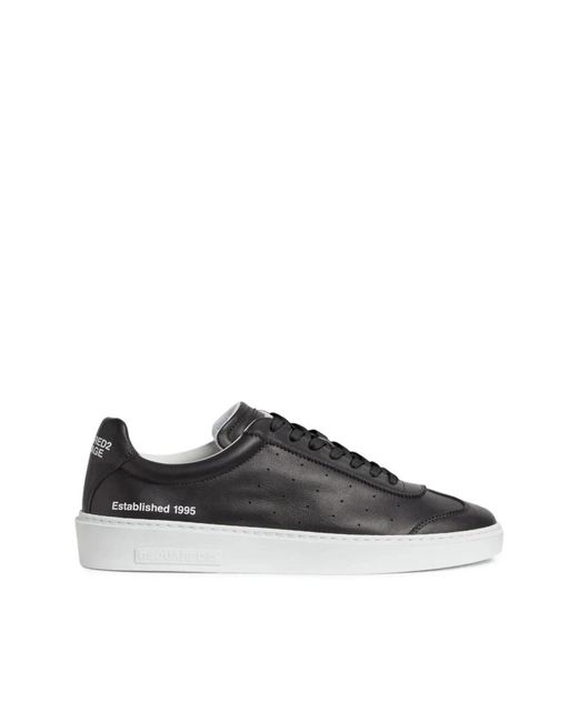 DSquared² Schwarze Ledersneaker in Black für Herren