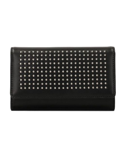 Kazar Accessoires ,Veelkleurig ,Leer Middelgrote Zwarte Portemonnee Met Studs Aan De Voorkant in het Black
