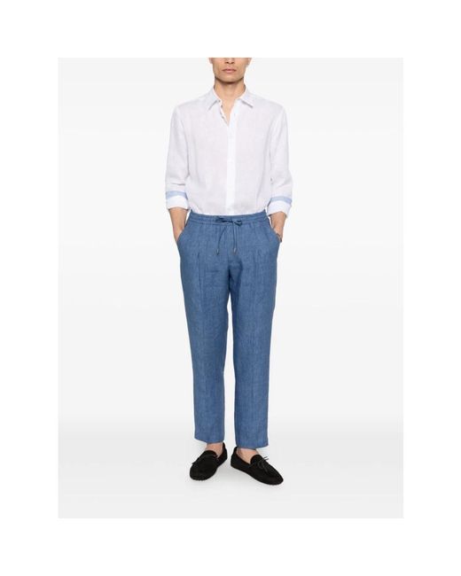 BRIGLIA Blue Cropped Trousers for men