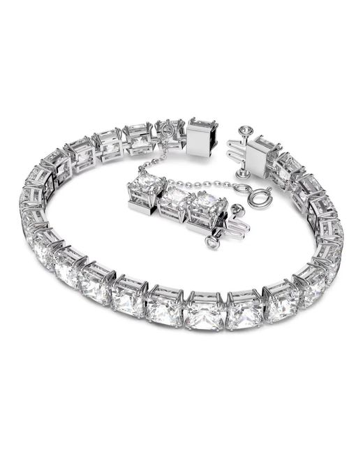 Swarovski Accessoires ,Grijs ,Armband Millenia Tennisarmband Vierkante Slijping Wit Gerhodineerd 5599202 in het Metallic