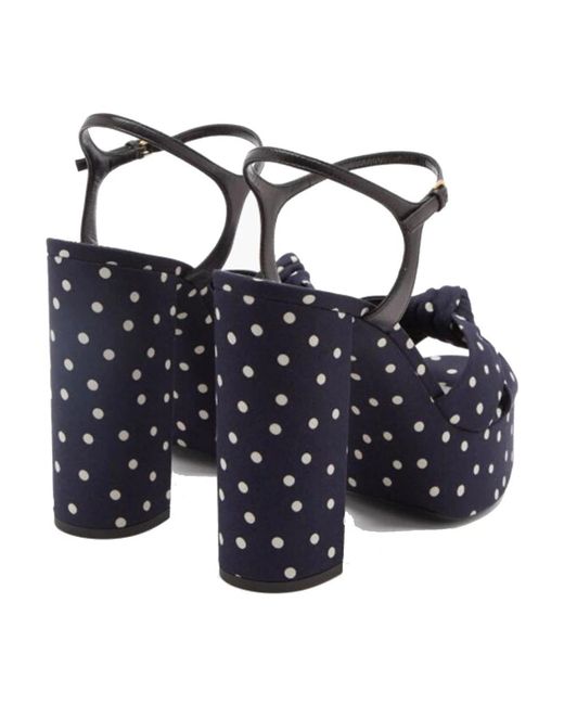 Saint Laurent Blue Sandalen mit hohen absätzen und polka-dot muster