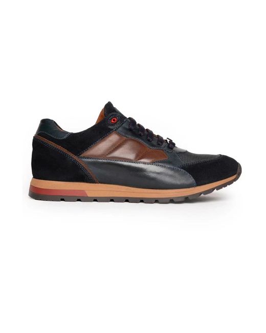Exton Schoenen ,Veelkleurig ,Leer Sneakers 387 in het Black voor heren