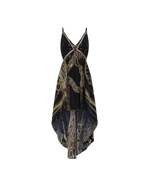 Camilla Kleedjes ,Veelkleurig ,Strappy High Low Jurk Bel Me Cleopatra in het Black