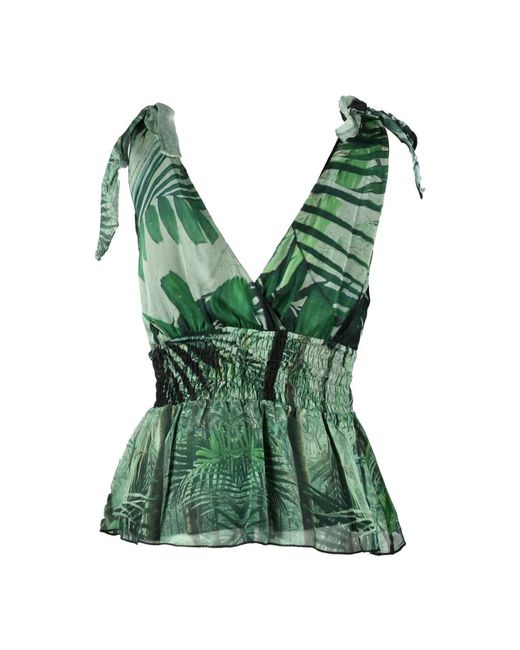 Top in seta e viscosa stiloso di Guess in Green