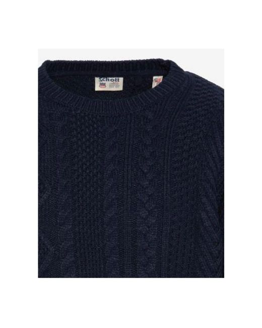 Round-Neck Knitwear di Schott Nyc in Blue da Uomo