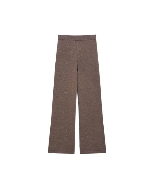 Max Mara Luxe Wollen Elastische Taille Broek in het Brown