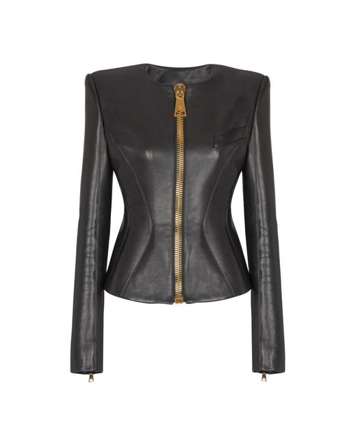 Leather Jackets di Balmain in Black