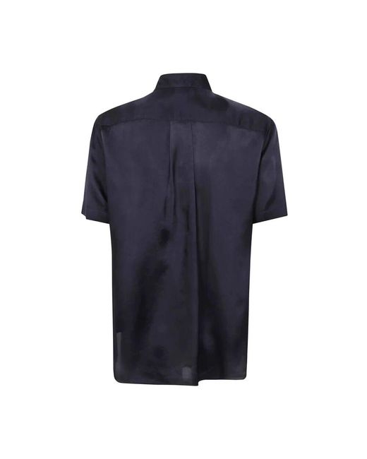 Aspesi Blue Asymmetrisches hemd mit rüschen und knopfleiste,asymmetrisches hemd mit rüschen und knopfleiste vorne