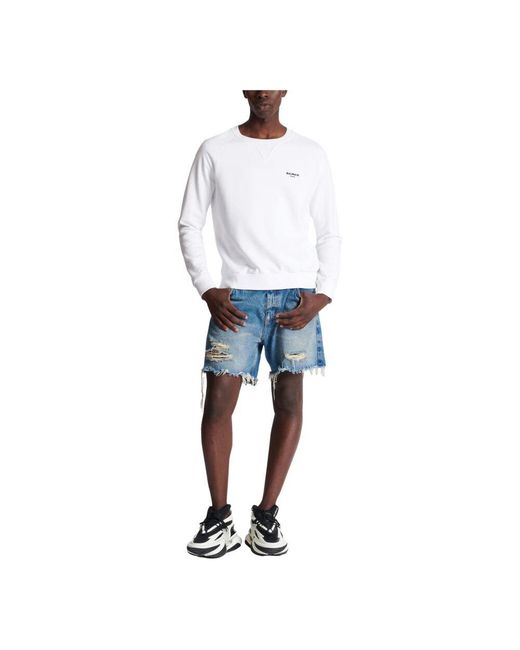 Paris flocked sweatshirt di Balmain in White da Uomo