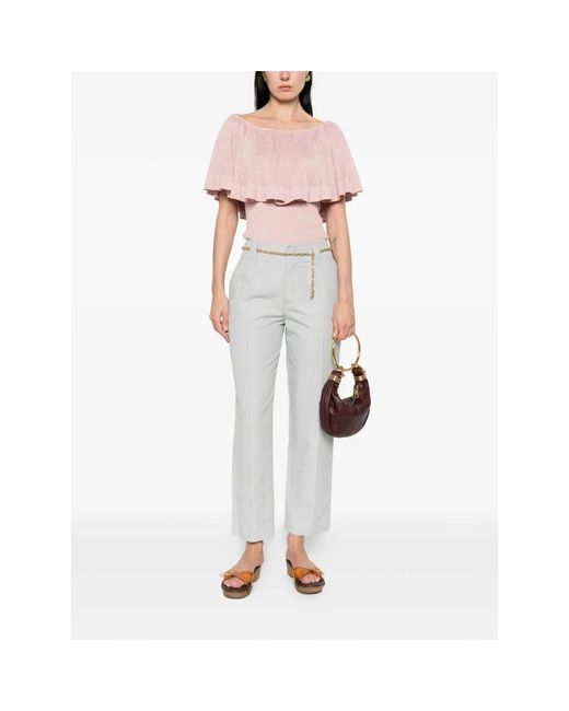 Chloé White Straight Trousers