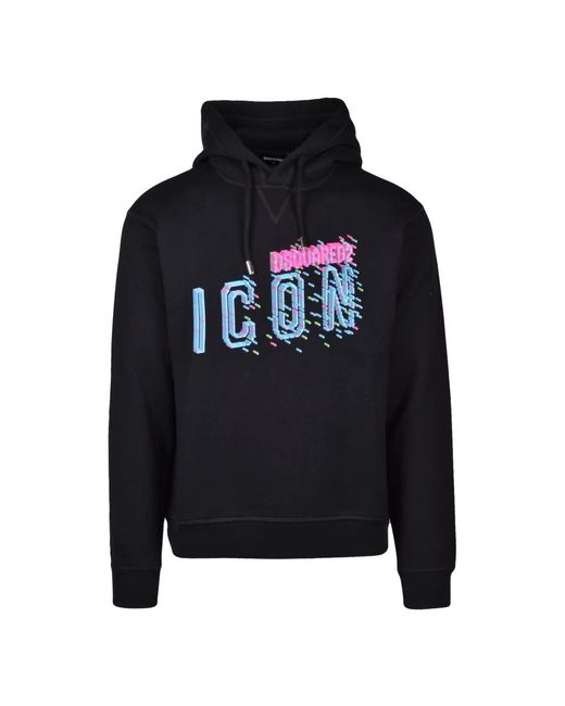 DSquared² Hoodies & Sweatvesten ,Zwart ,Katoen Felpa Con Cappuccio in het Blue voor heren