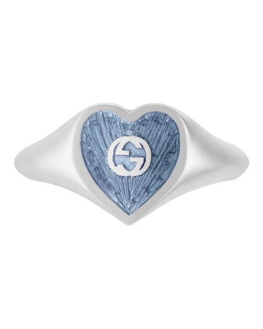 Gucci Interlocking G Heart Ring in het Metallic