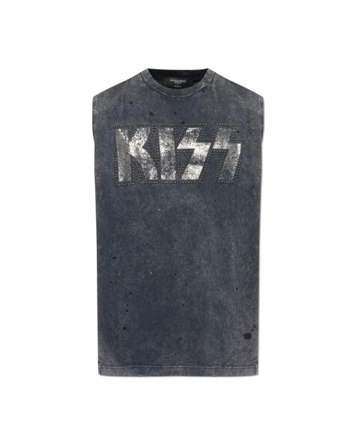 DSquared² Tops ,Zwart ,Katoen X Kiss Sleeveless Top in het Gray voor heren