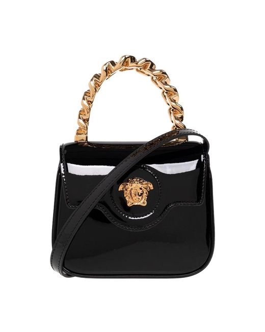 Versace Black 'la medusa mini' lackleder-schultertasche
