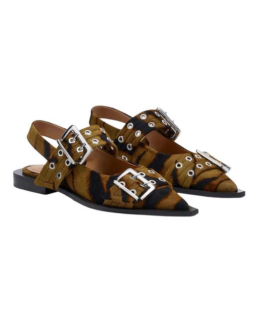 Ganni Ballerinas in het Brown
