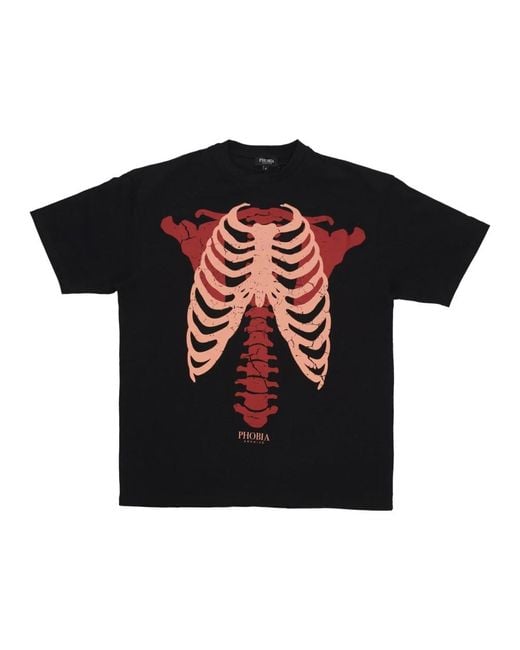 PHOBIA ARCHIVE Skeleton Print Tee in het Black voor heren