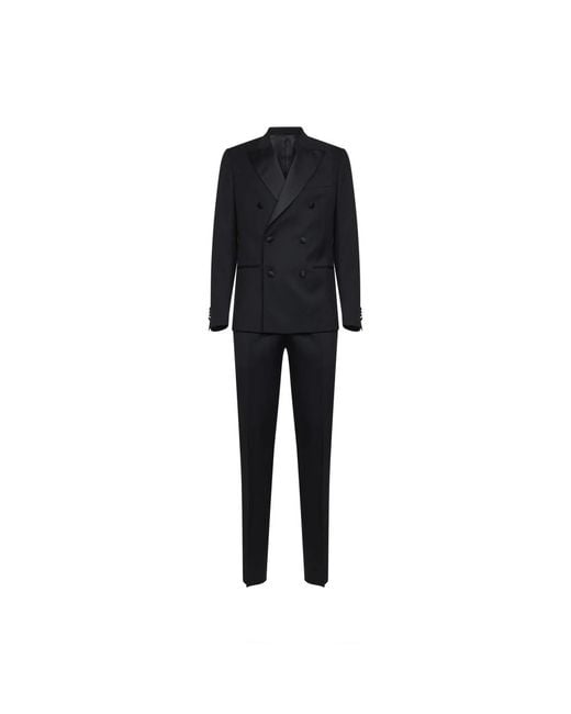 Lardini Black Double Breasted Suits for men