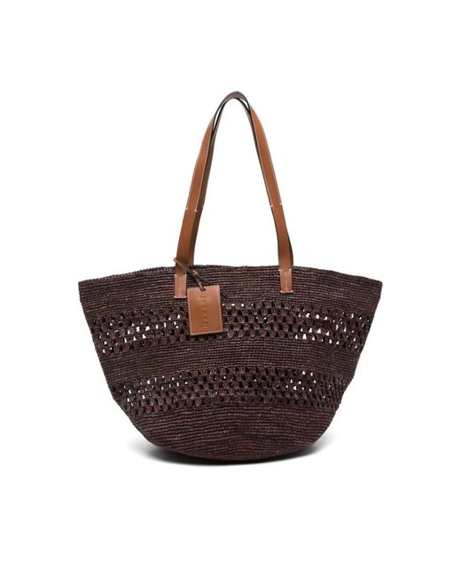 Manebí Brown Raffia weaving basket bag ebí