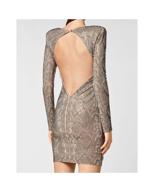 Philipp Plein Nevada Python Crystal Dress in het Natural