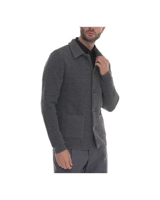 Paoloni Truien & Vesten ,Grijs ,Wol Sweater Jacket in het Black voor heren