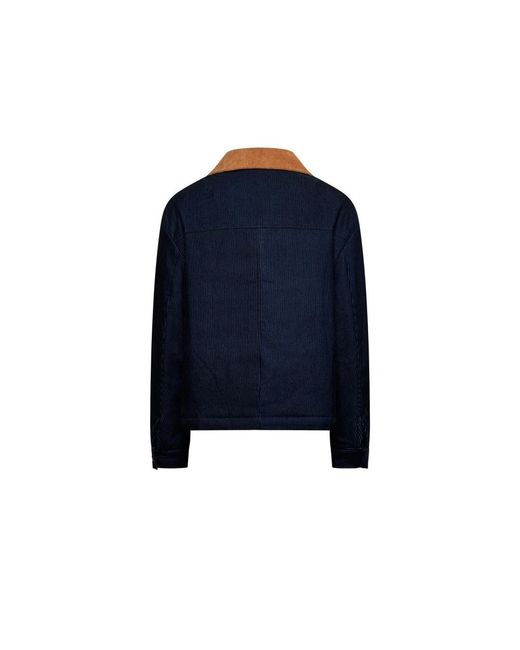 Silvian Heach Jassen ,Blauw ,Katoen Ribjack Met Contrastkraag in het Blue
