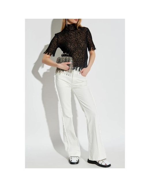McQueen Jeans ,Wit ,Katoen Jeans Met Ruwe Afwerking in het White